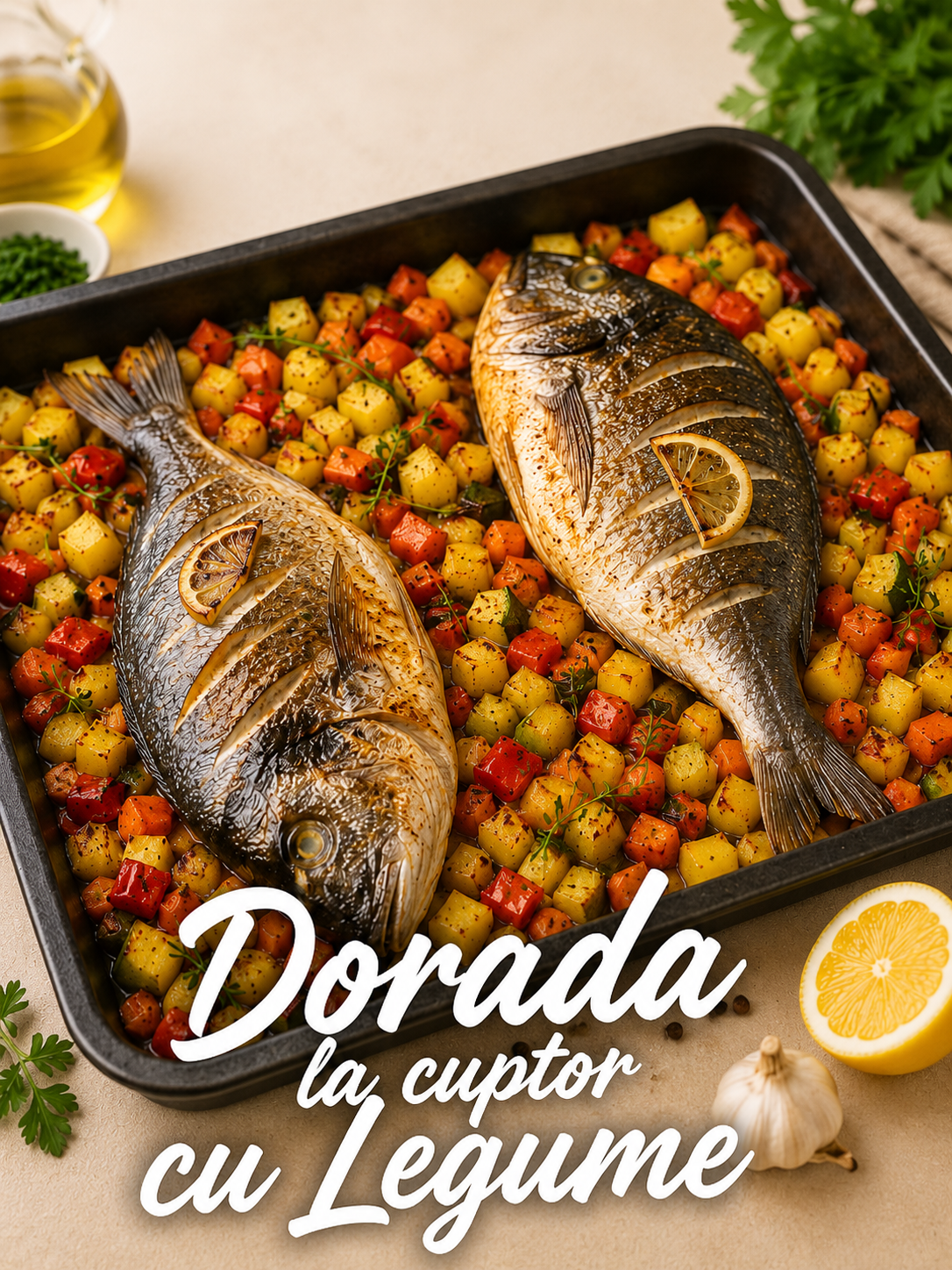 Dorada la cuptor cu legume