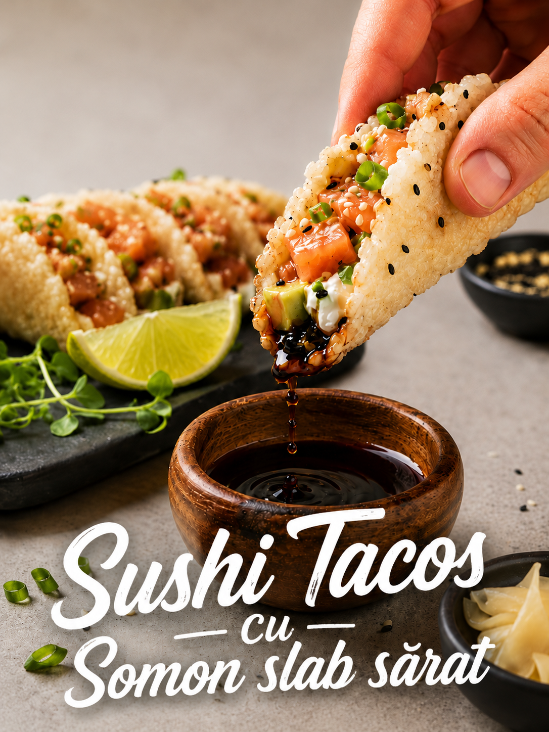 Sushi tacos cu somon slab sărat
