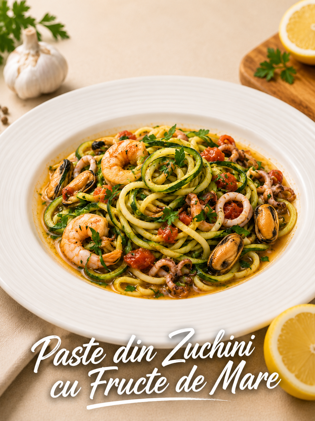 Paste din zuchini cu fructe de mare