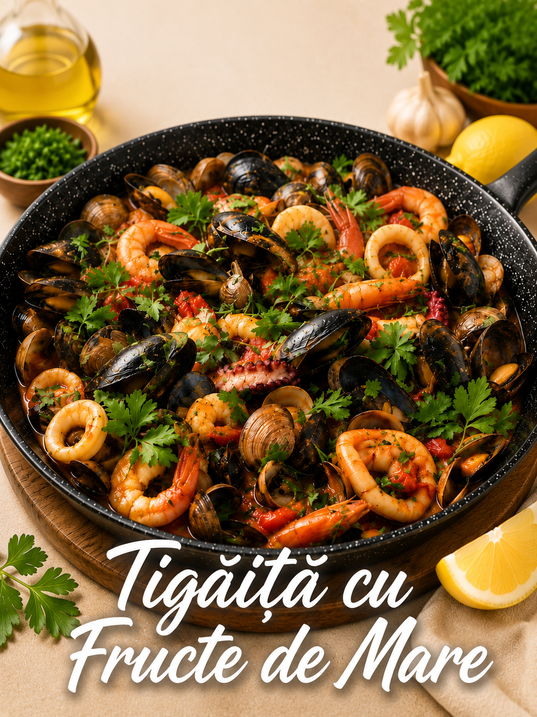 Tigăiță cu fructe de mare