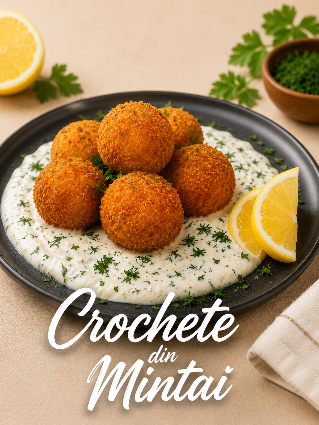 Crochete din Mintai în sos din iaurt